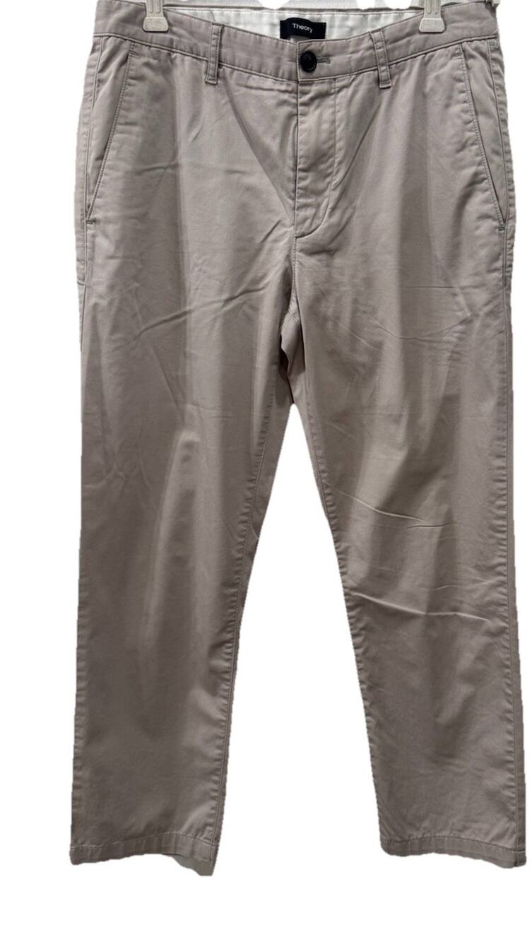 Theory Women’s Size 30 Beige Cropped Pants Cotton Blend Straight Career Office